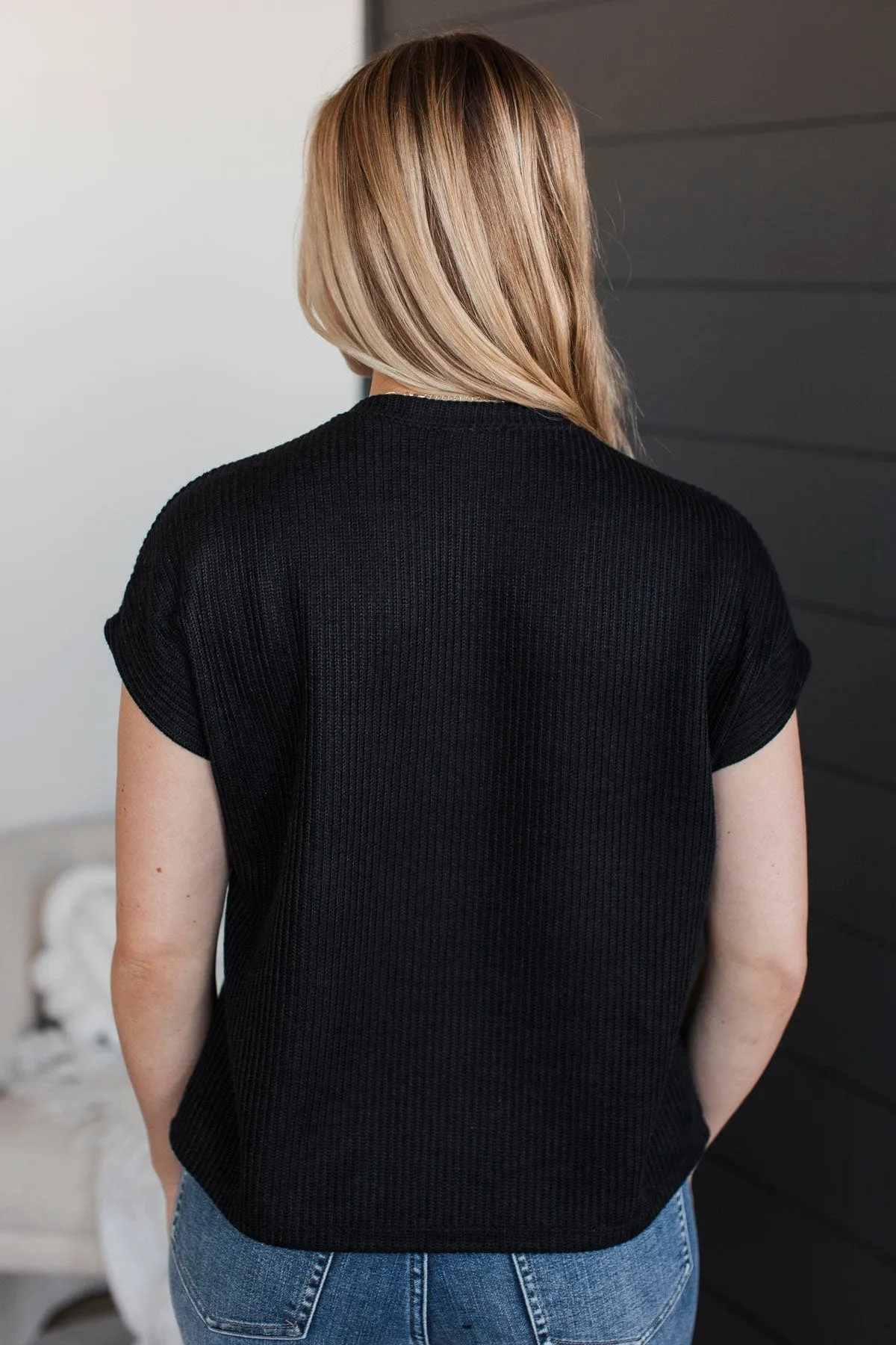 From The Beginning Knit Top- Black