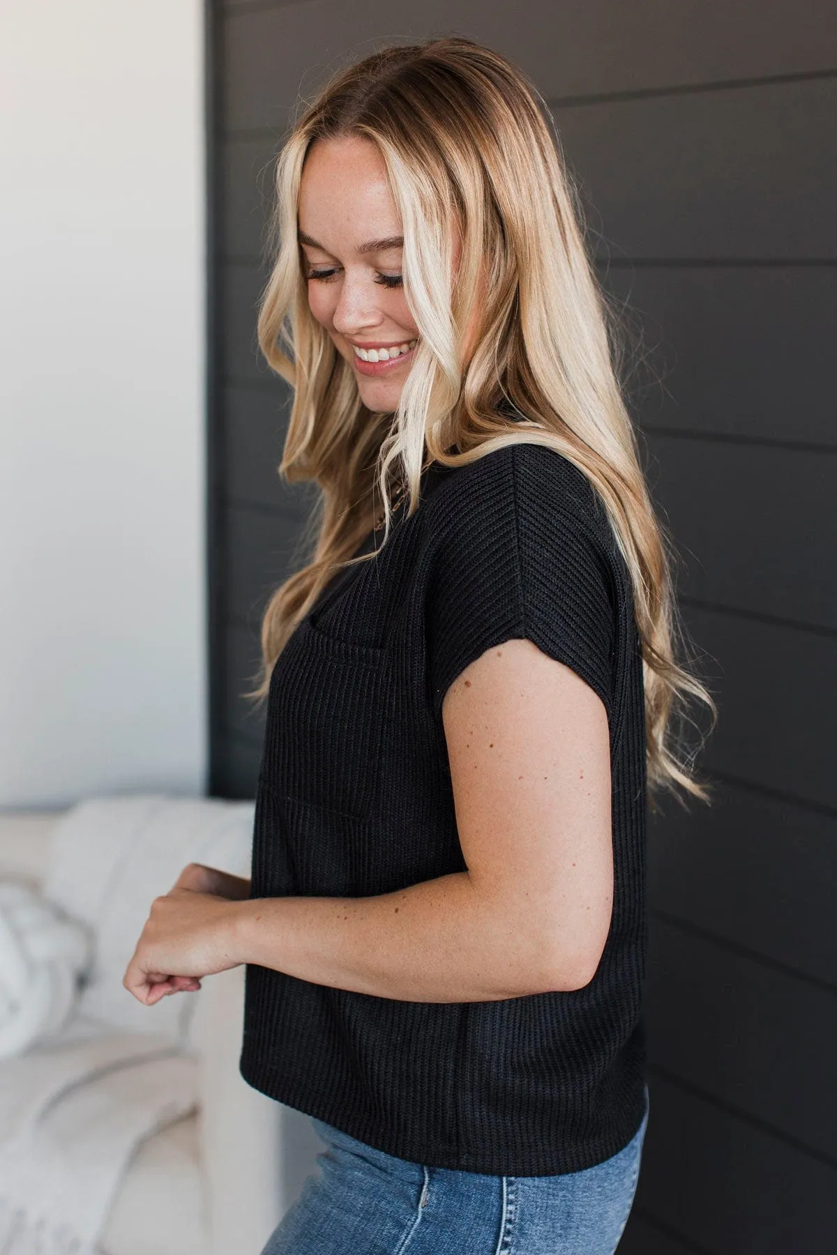 From The Beginning Knit Top- Black