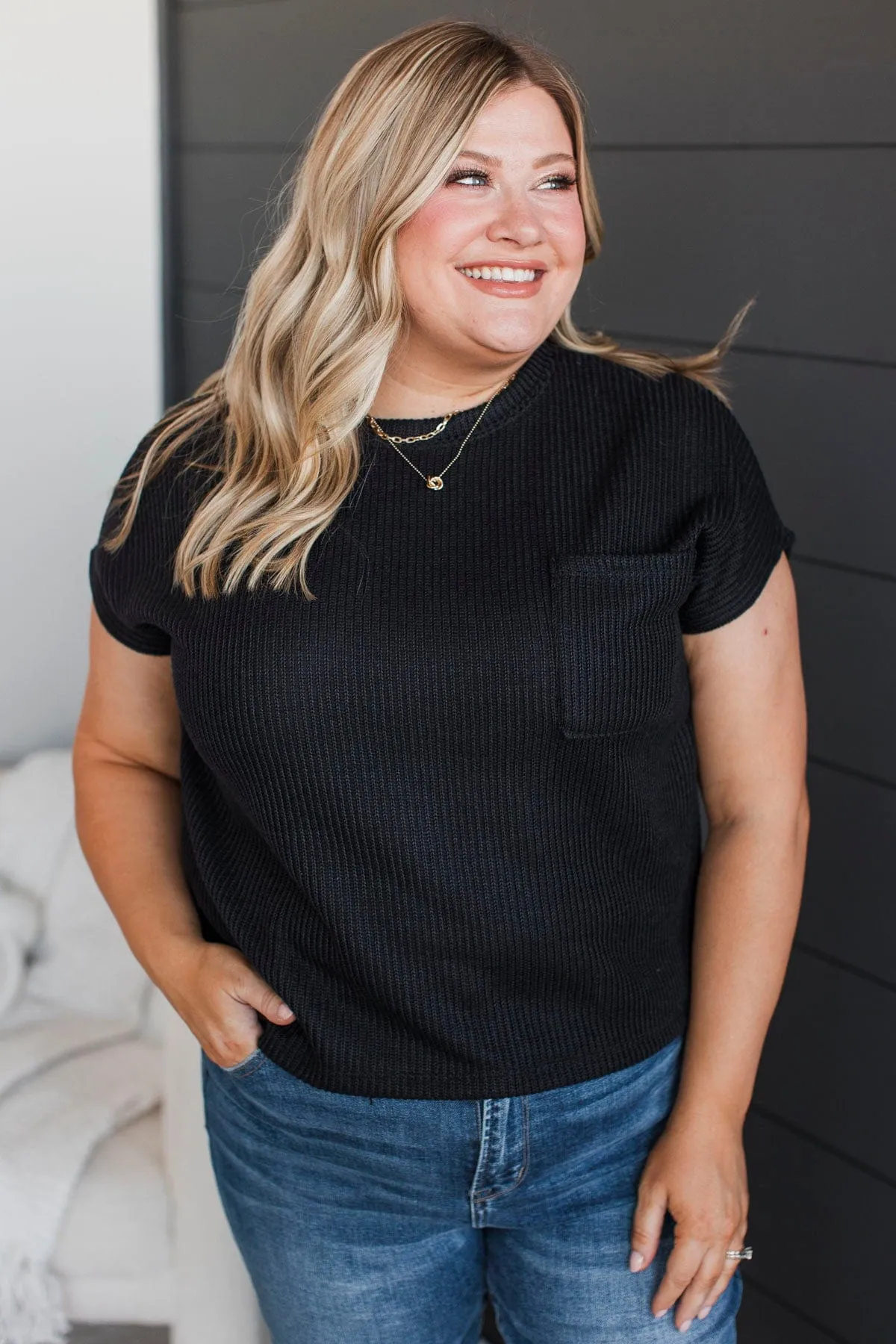 From The Beginning Knit Top- Black