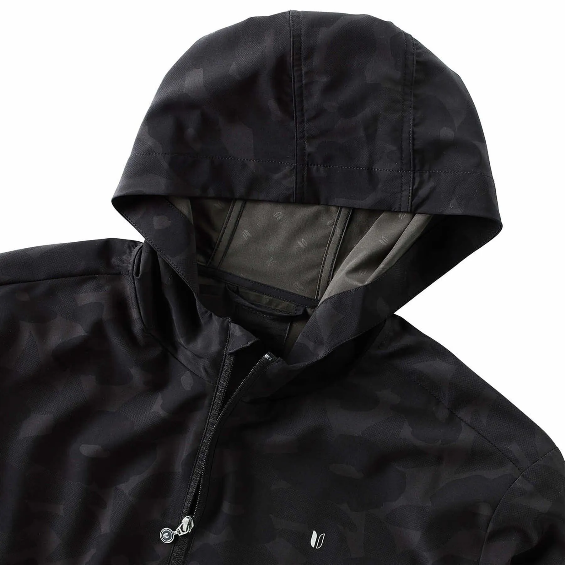 Full Zip Windbreaker Hooded Jacket Print Black Flower Poster
