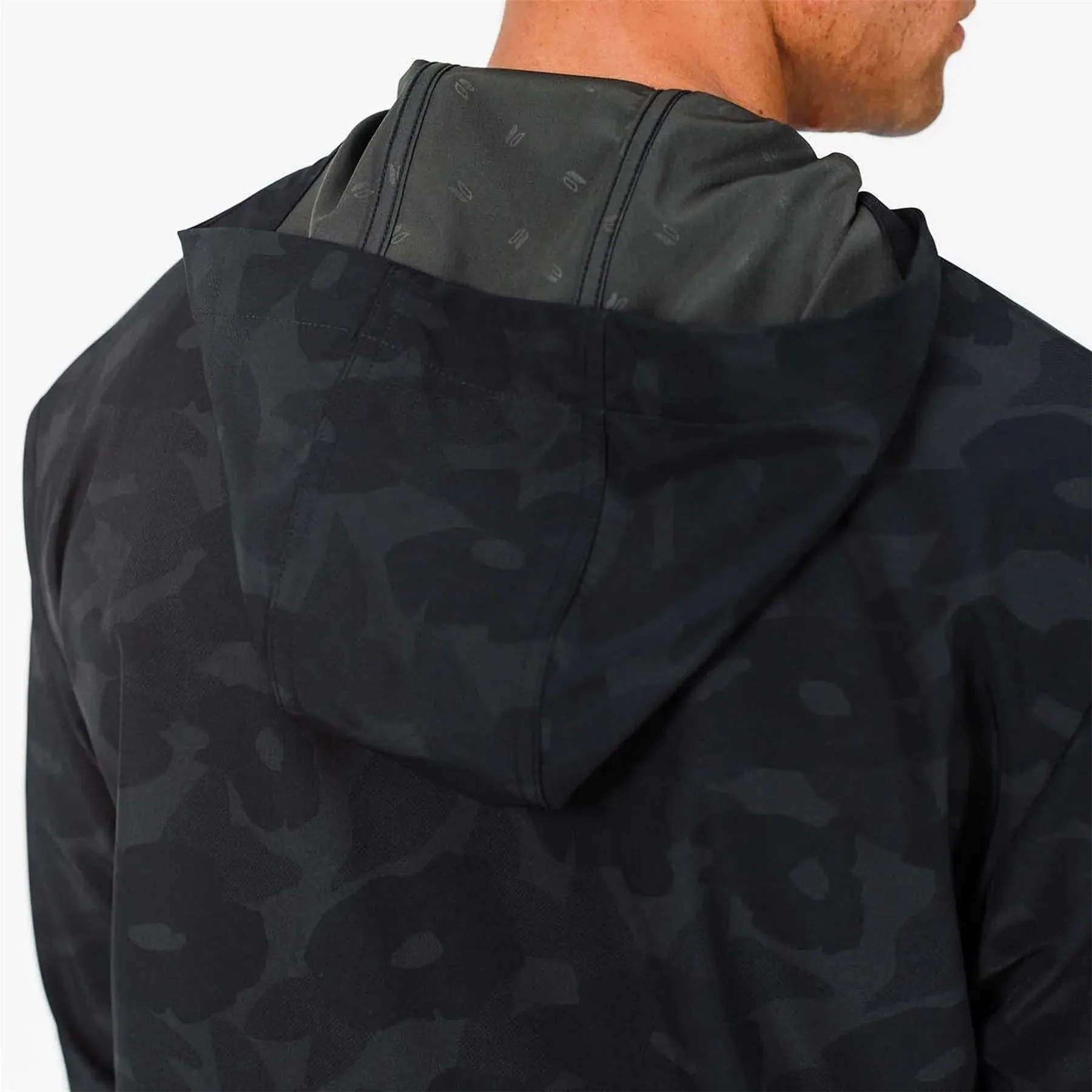 Full Zip Windbreaker Hooded Jacket Print Black Flower Poster
