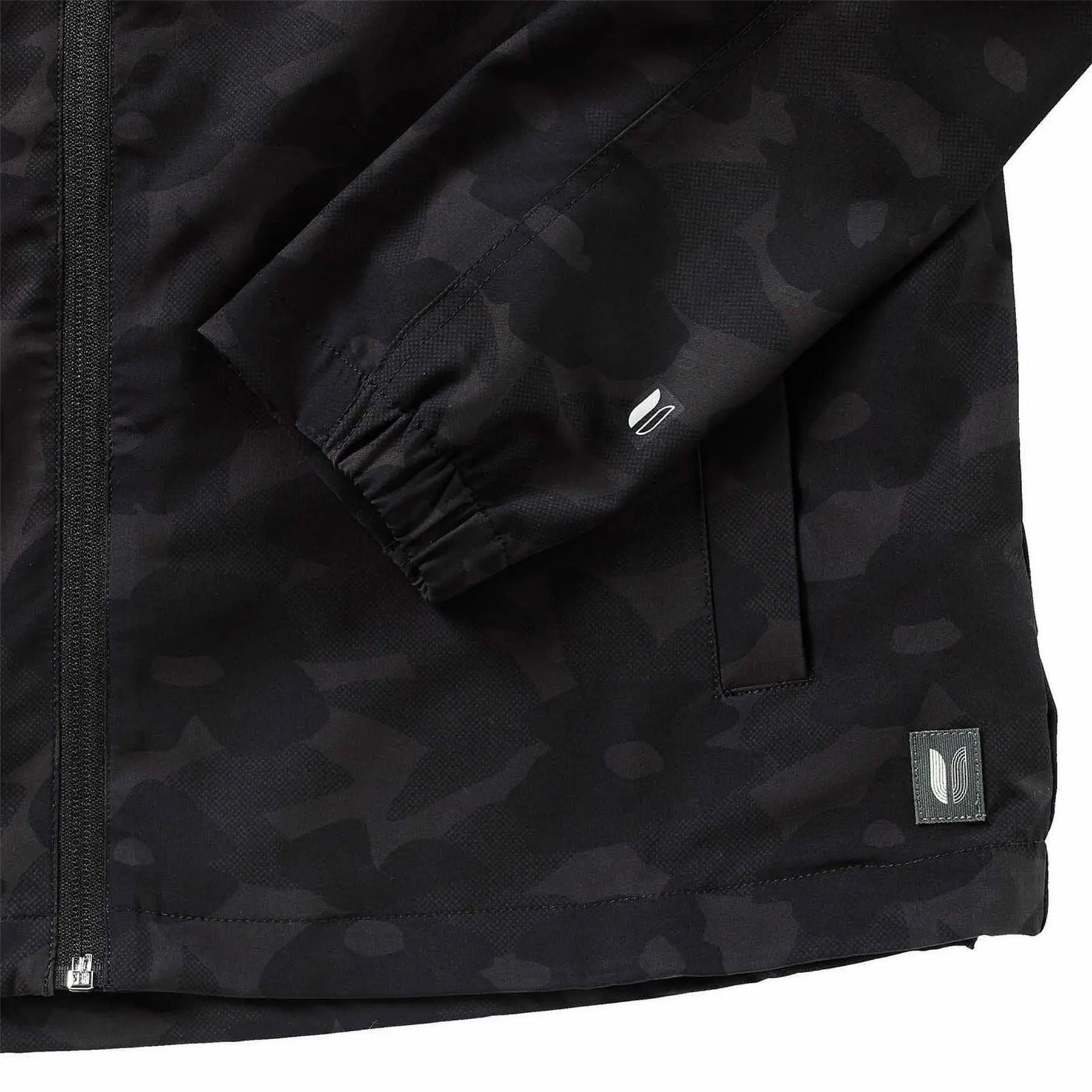 Full Zip Windbreaker Hooded Jacket Print Black Flower Poster
