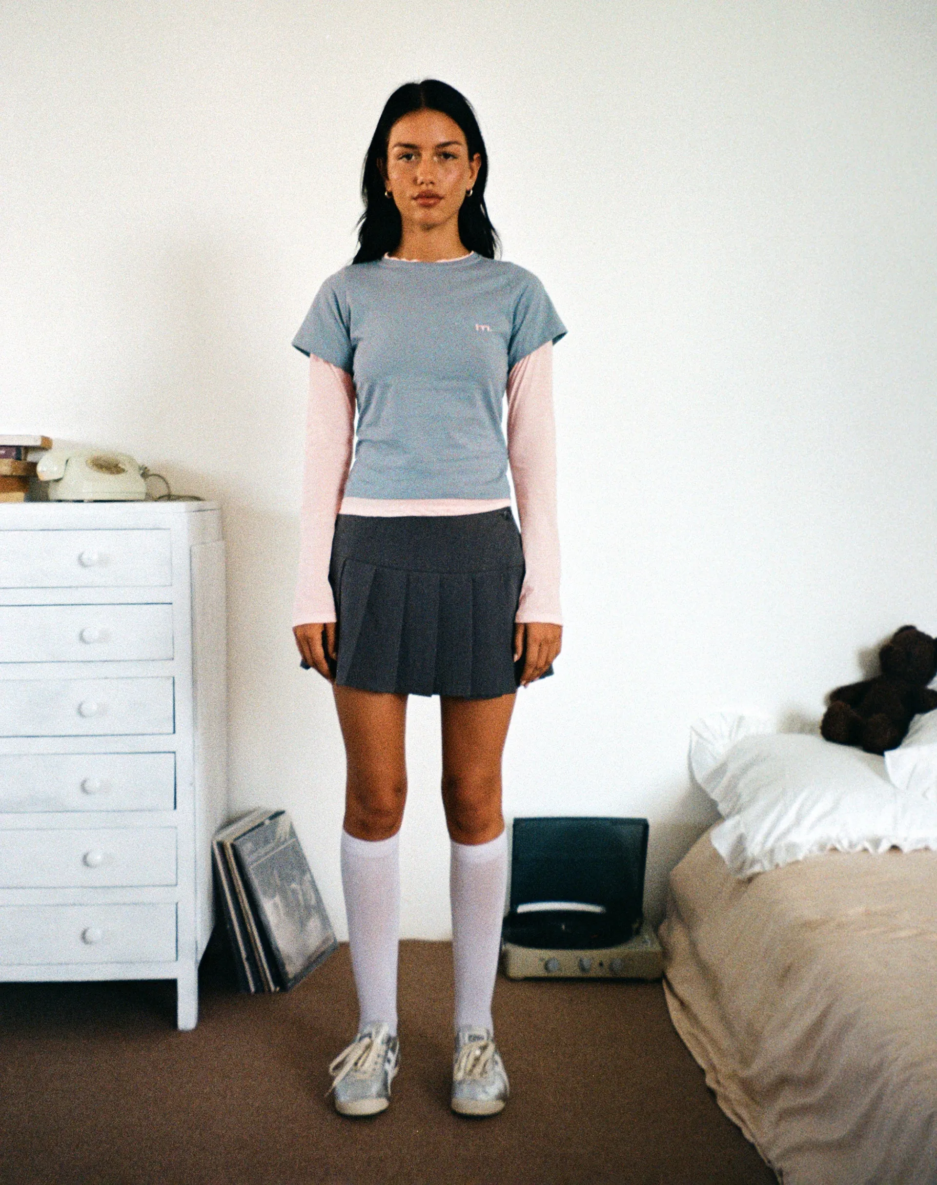 GALEN TOP LIGHT GREY BLUSH M EMB