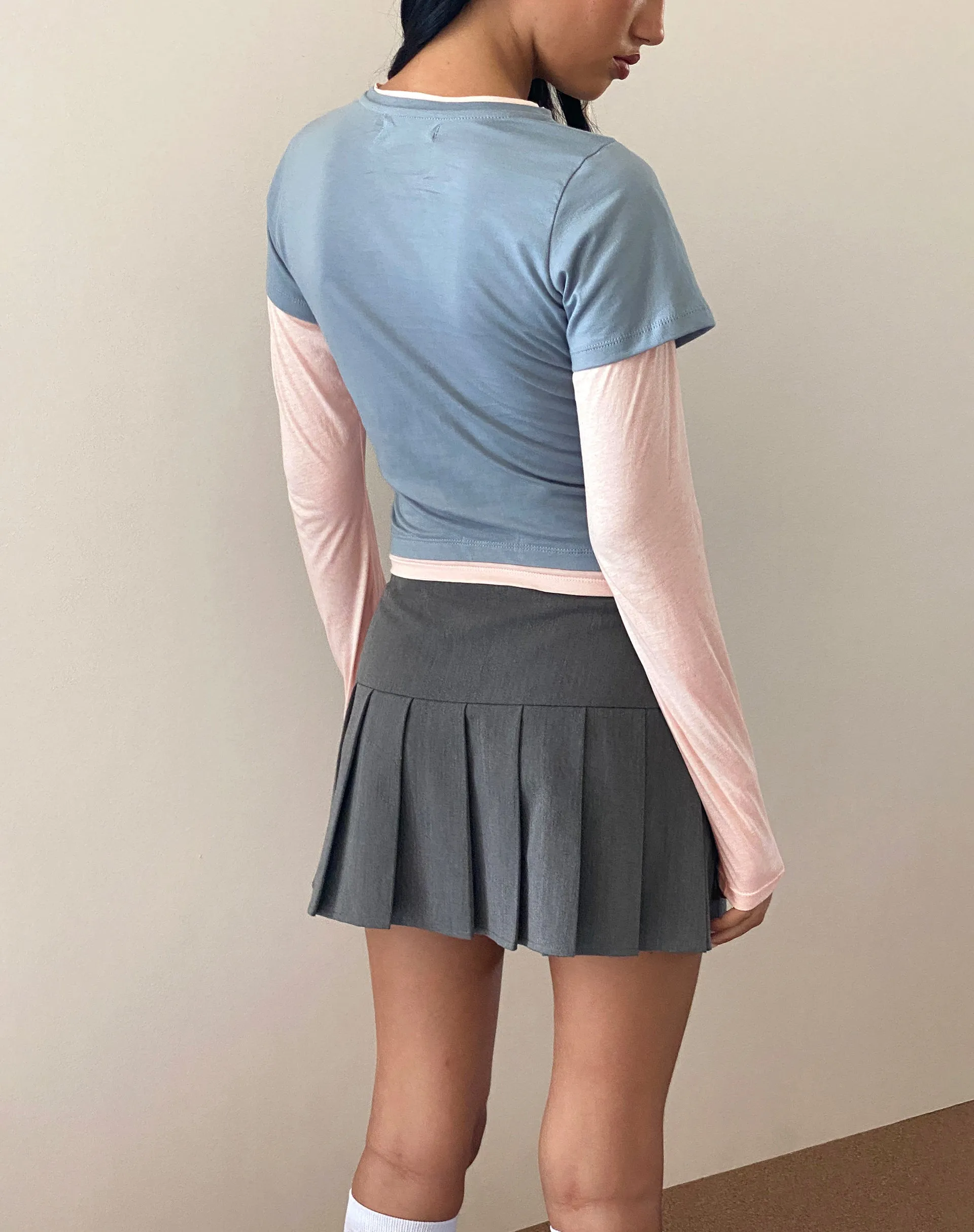 GALEN TOP LIGHT GREY BLUSH M EMB
