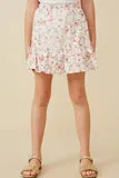 Girls Eyelet Embroidered Floral Elastic Waist Skirt