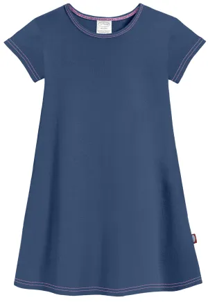 Girls Soft Cotton Jersey Cap Sleeve Dress | Midnight