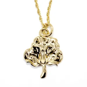 Gold Cotton Boll Necklace with Cotton Boll Charm for Girl or Woman