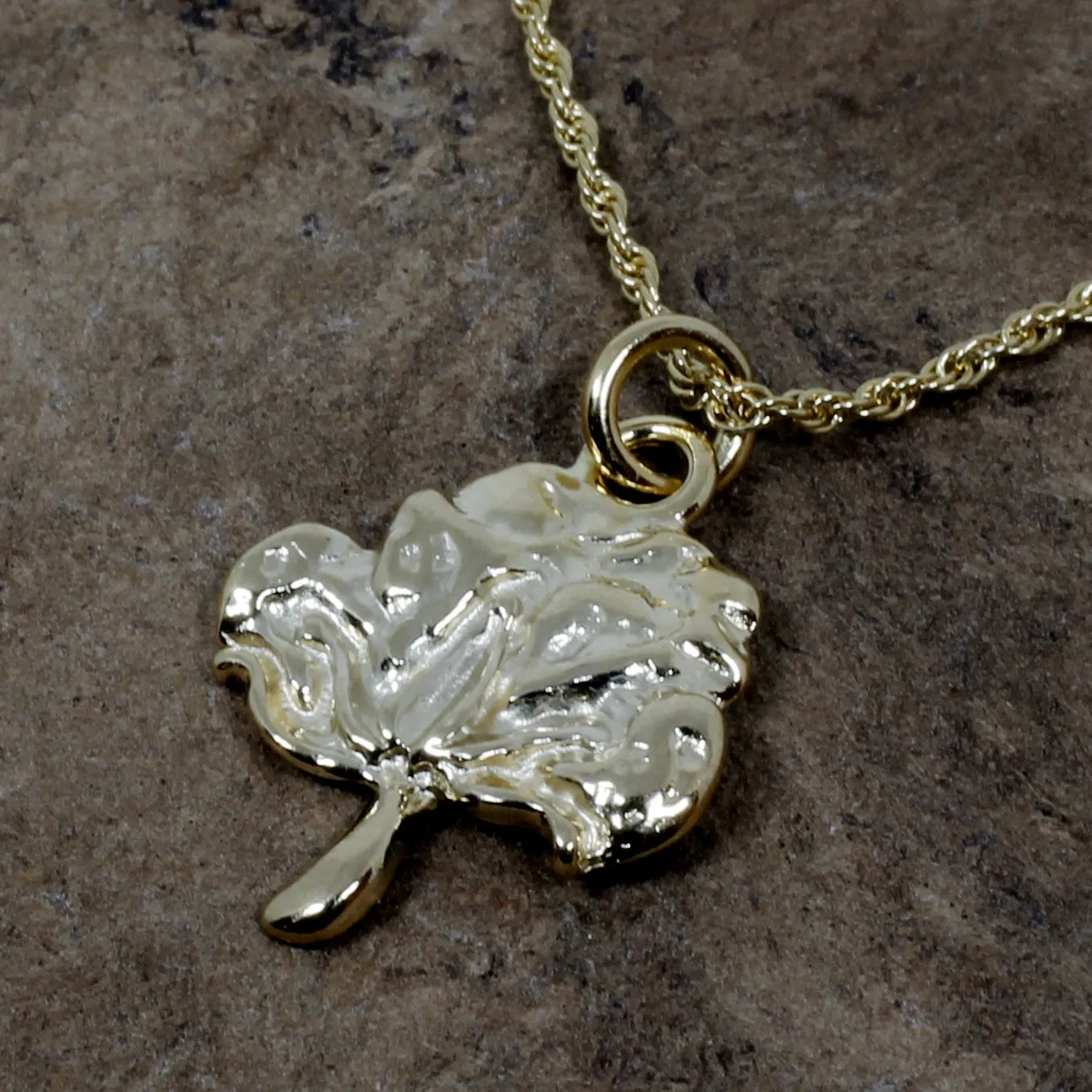 Gold Cotton Boll Necklace with Cotton Boll Charm for Girl or Woman
