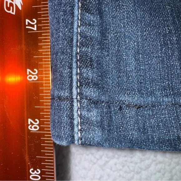 Grace in LA Girls JR Size 7 Blue Denim Jeans with Decorative Stitching Flare Leg