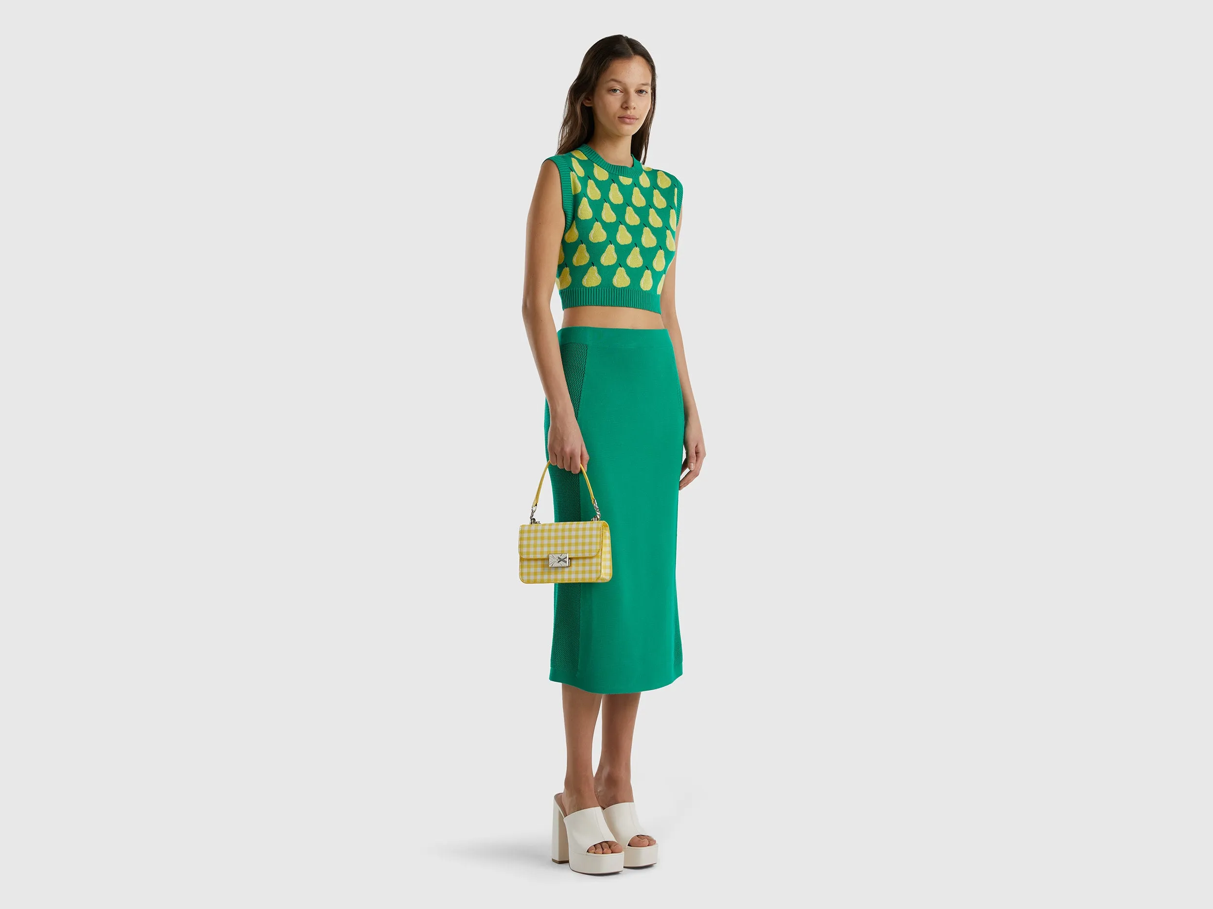 GREEN SLIM FIT PENCIL SKIRT
