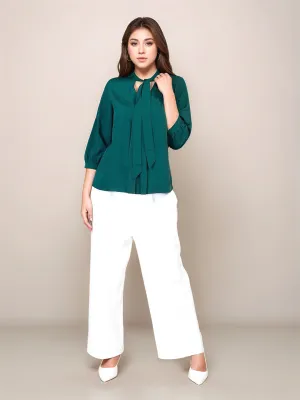 Green Solid Relaxed Fit Top