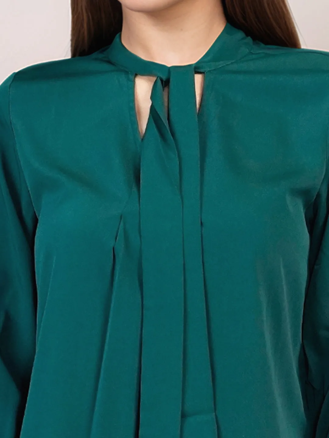Green Solid Relaxed Fit Top