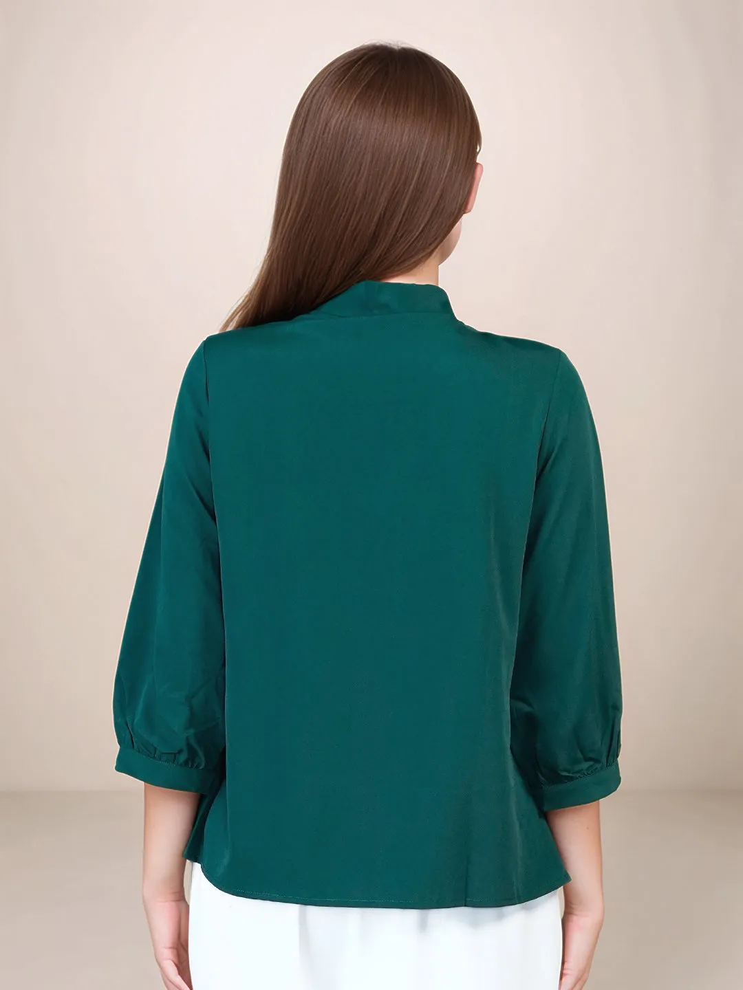 Green Solid Relaxed Fit Top
