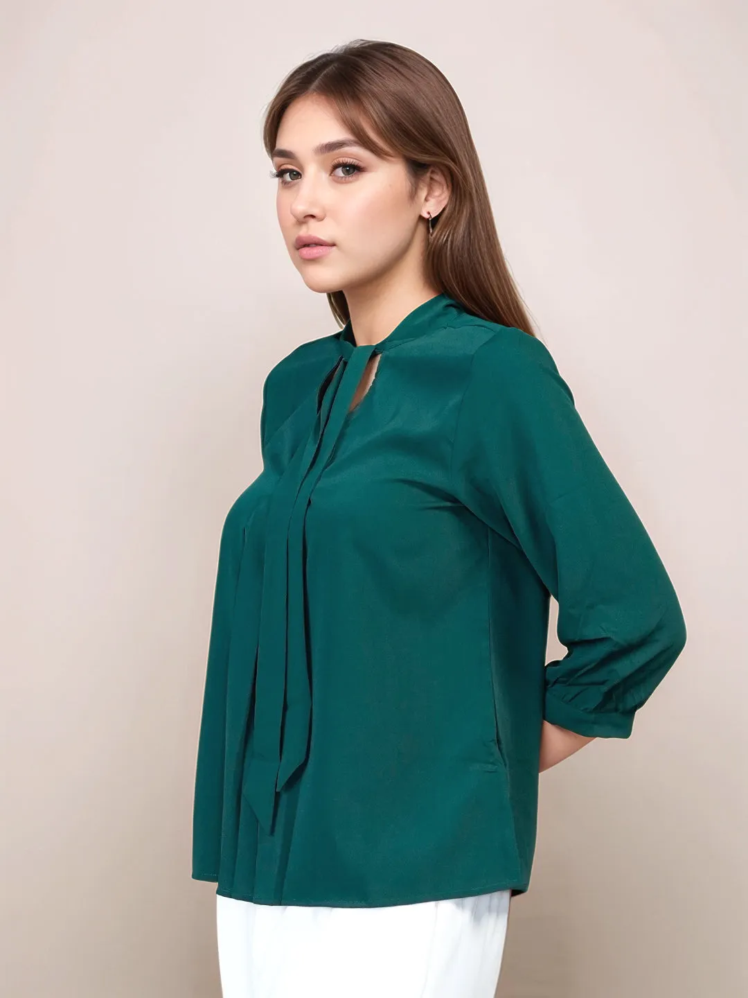 Green Solid Relaxed Fit Top
