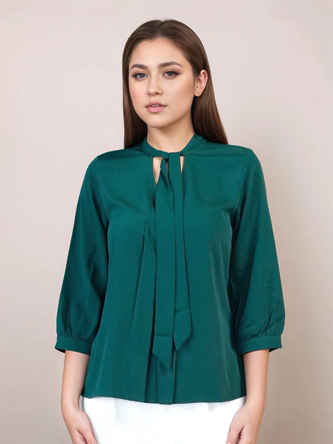 Green Solid Relaxed Fit Top