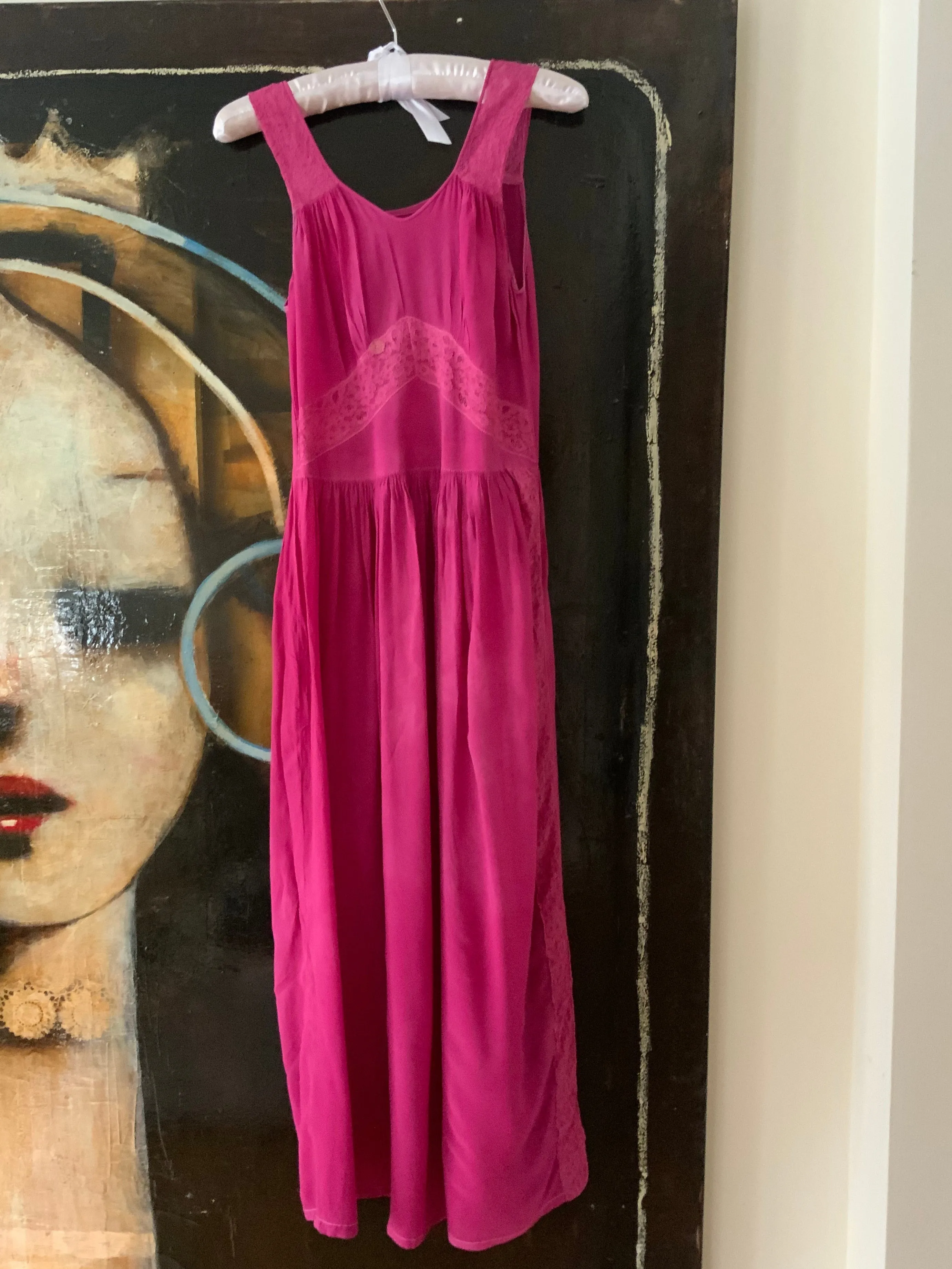 Hand Dyed Fuccia Dress - 70s - 70D