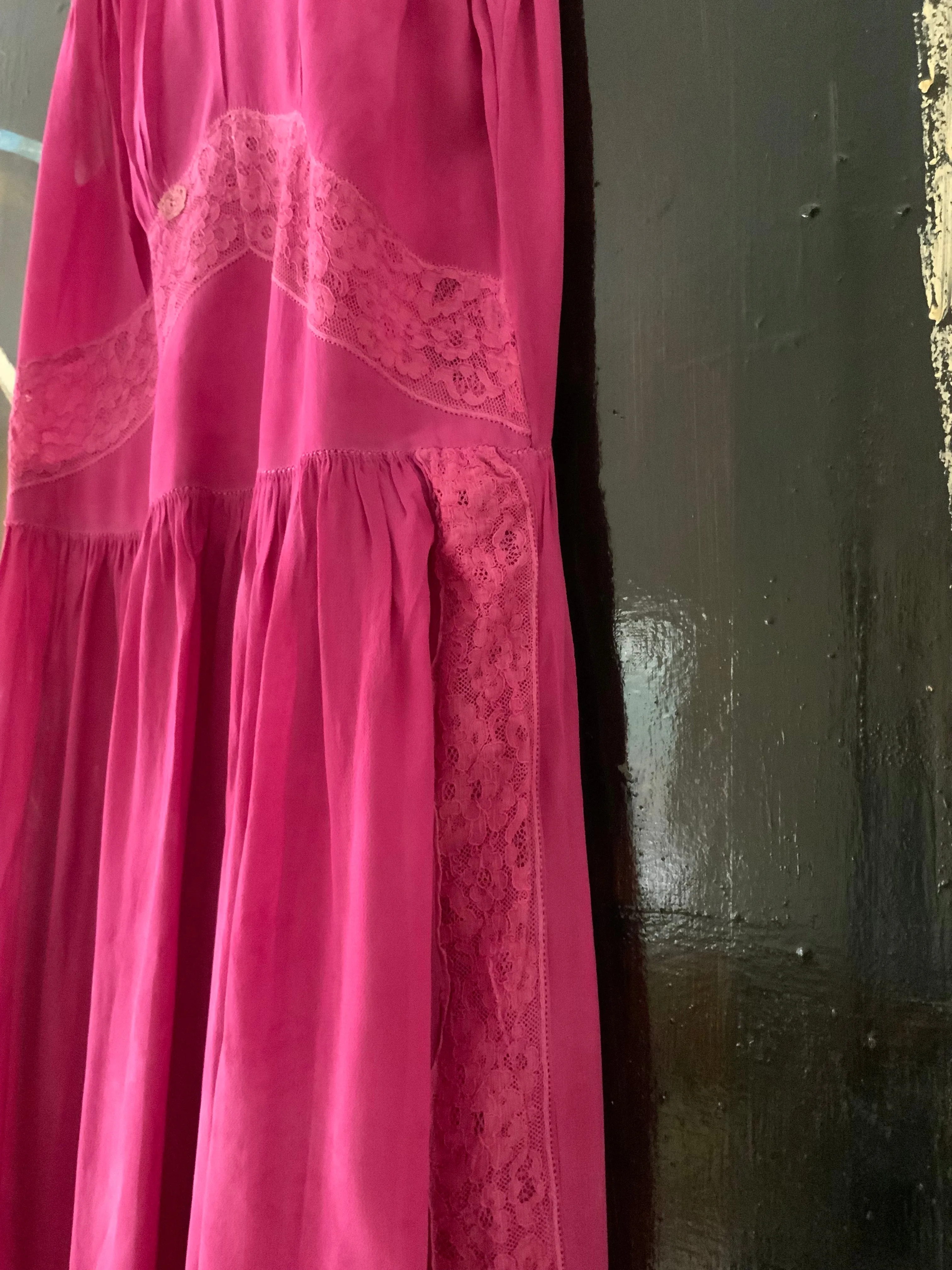 Hand Dyed Fuccia Dress - 70s - 70D
