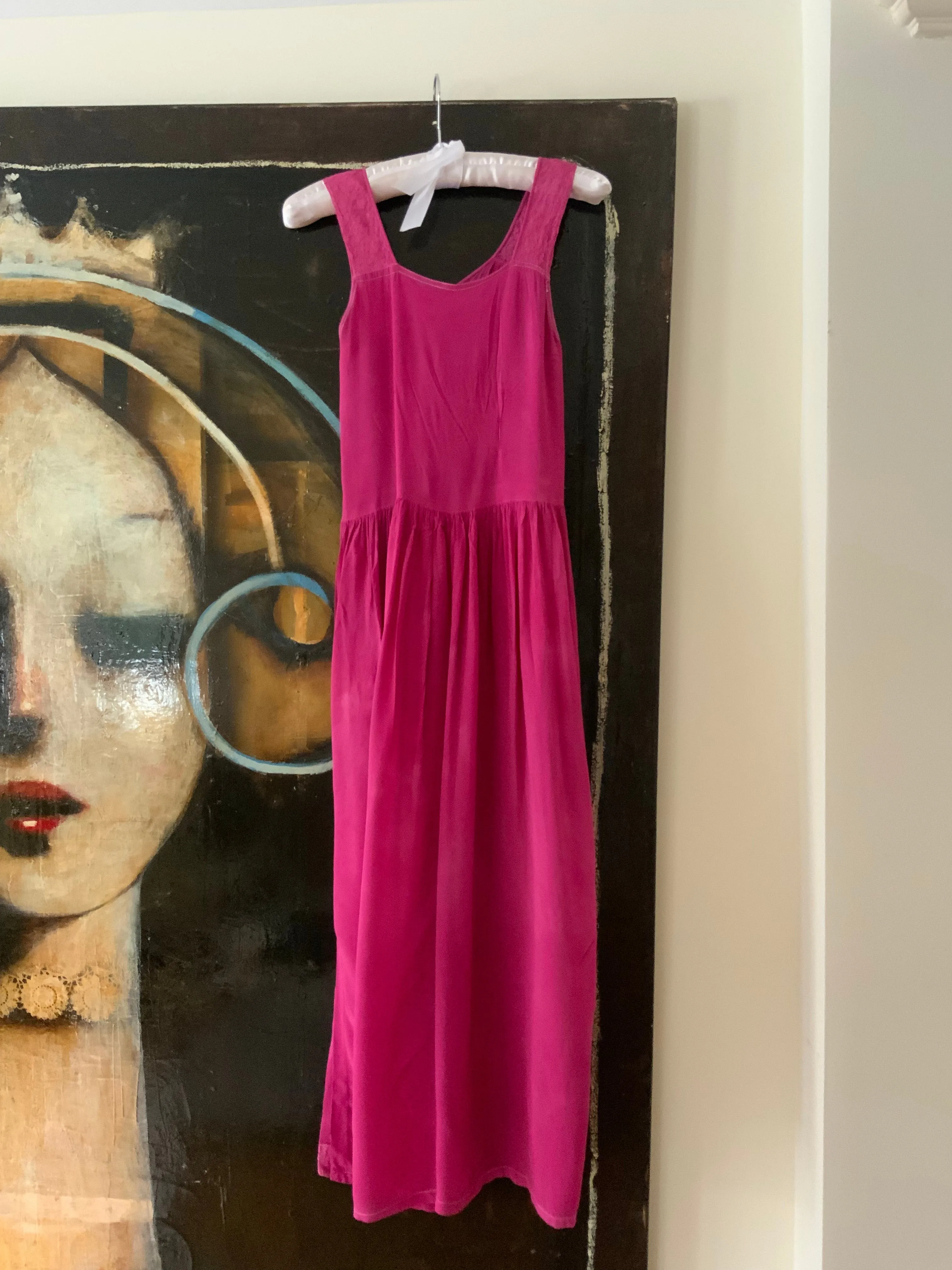 Hand Dyed Fuccia Dress - 70s - 70D