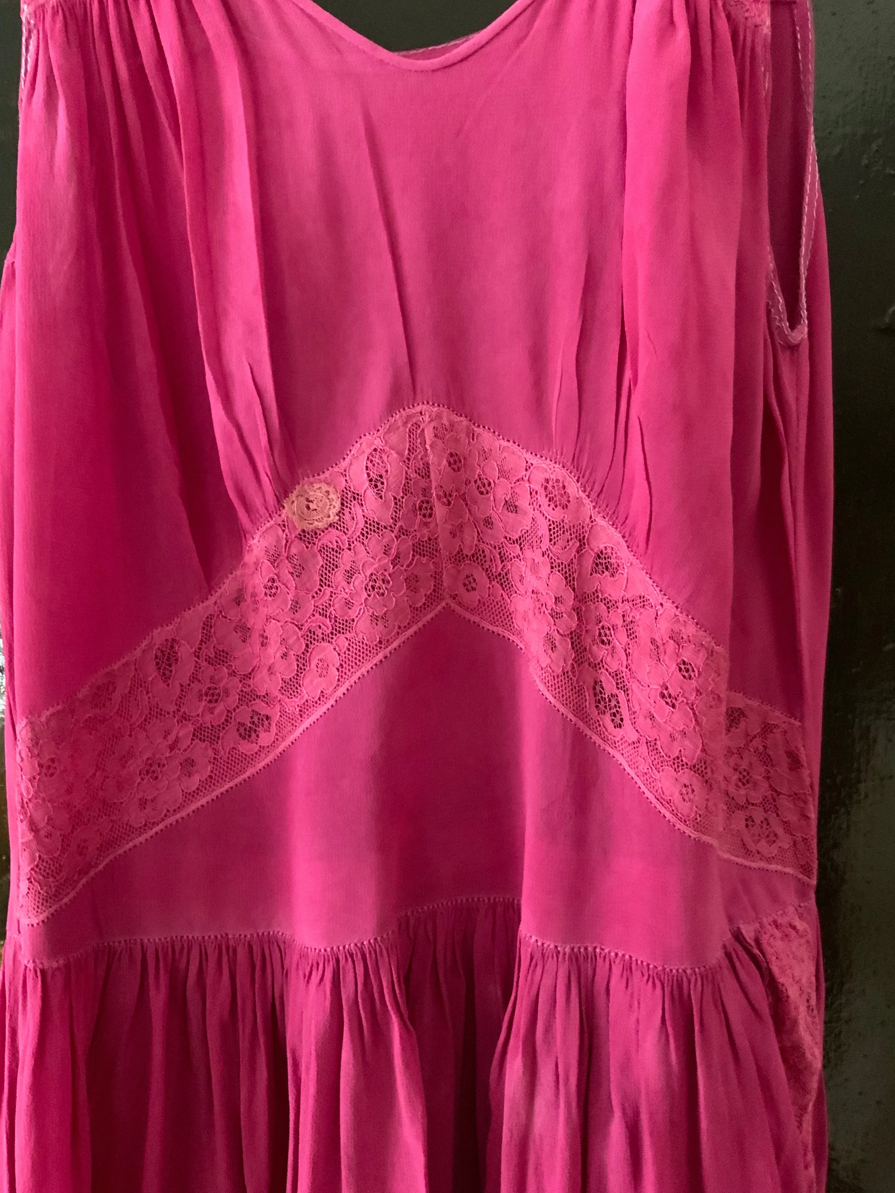 Hand Dyed Fuccia Dress - 70s - 70D