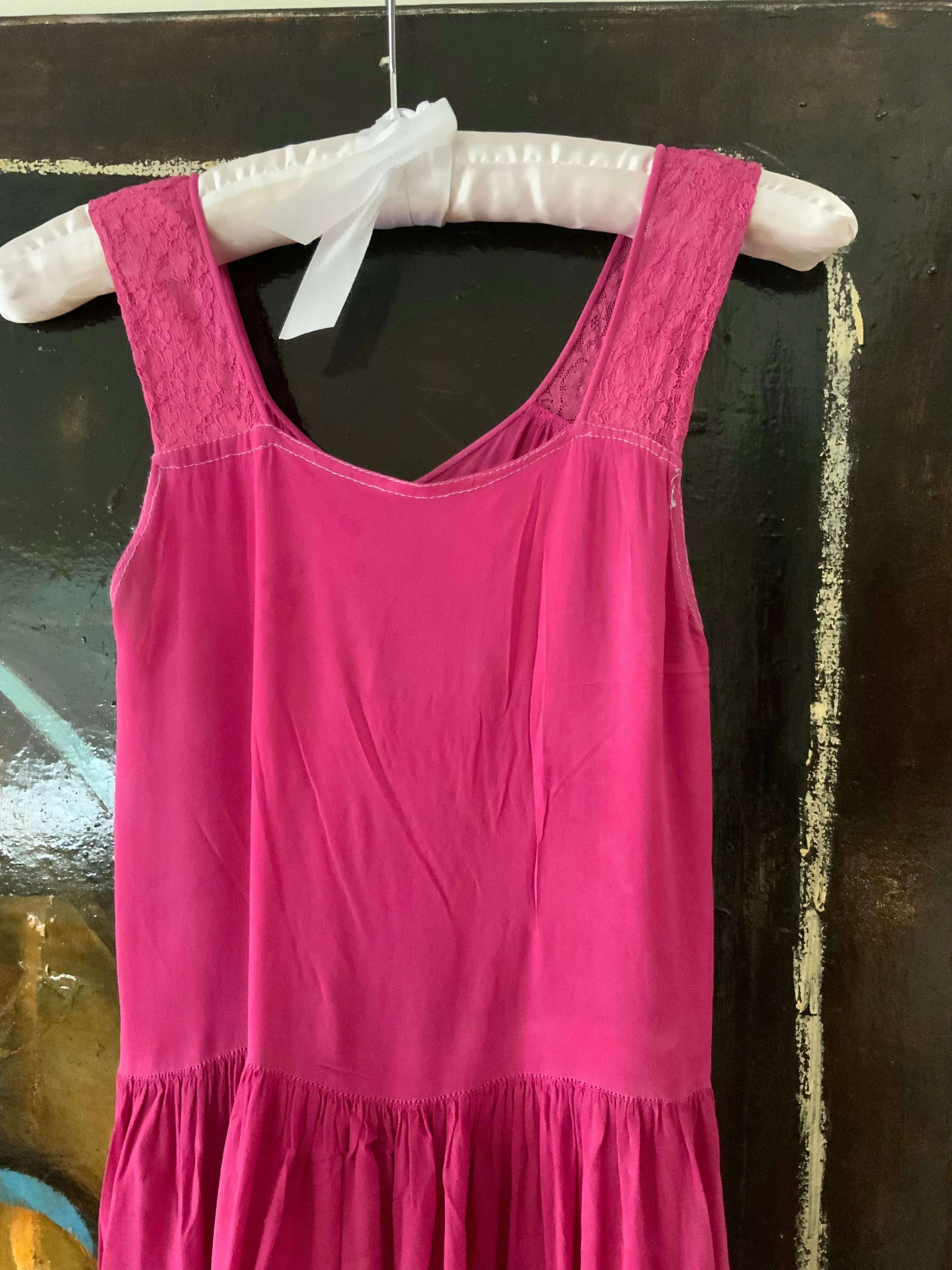 Hand Dyed Fuccia Dress - 70s - 70D