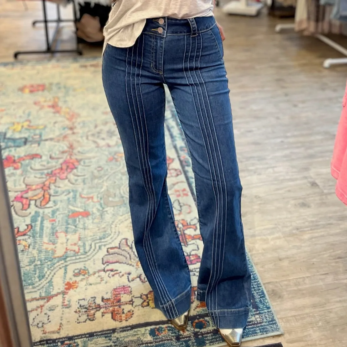 Harlow High Rise Front Tuck Lines Flare Jeans