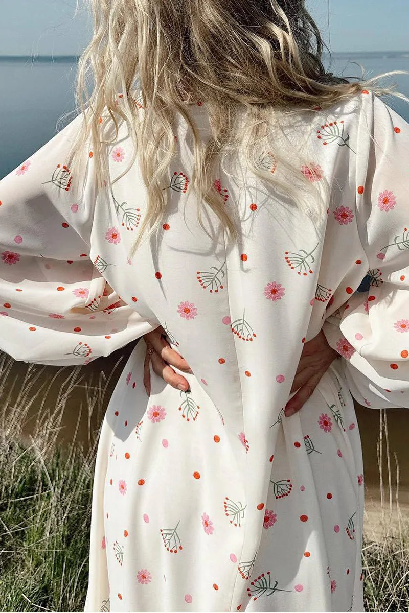 HBQ1368 V-neck chiffon printed tie dress