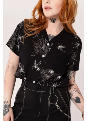 Hell Bunny Grungy Spider 40's Shirt Black
