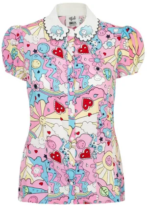Hell Bunny x Smiley Loulou Blouse Pink
