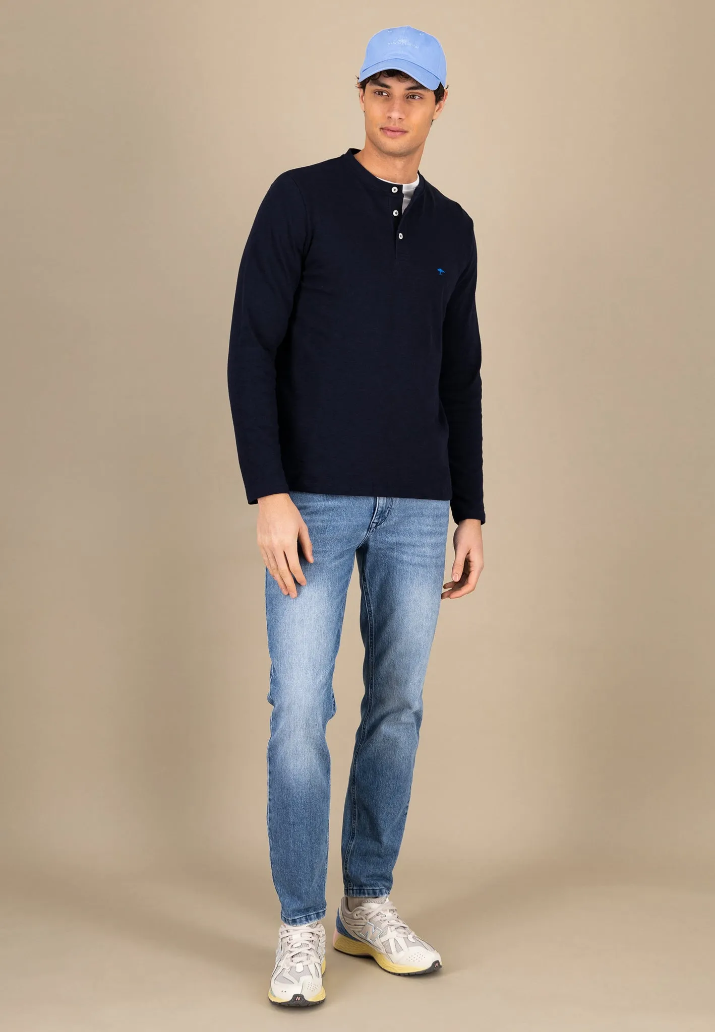 Henley Langarmshirt aus Baumwolle