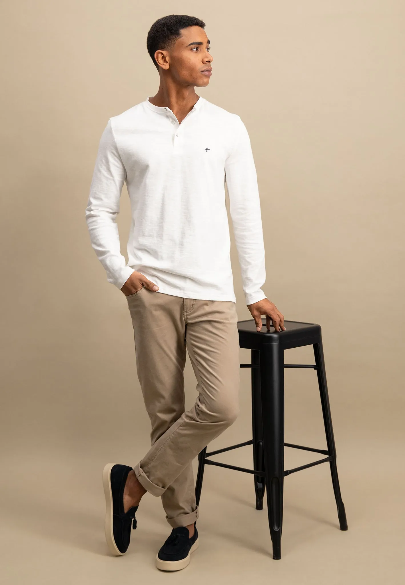 Henley Langarmshirt aus Baumwolle