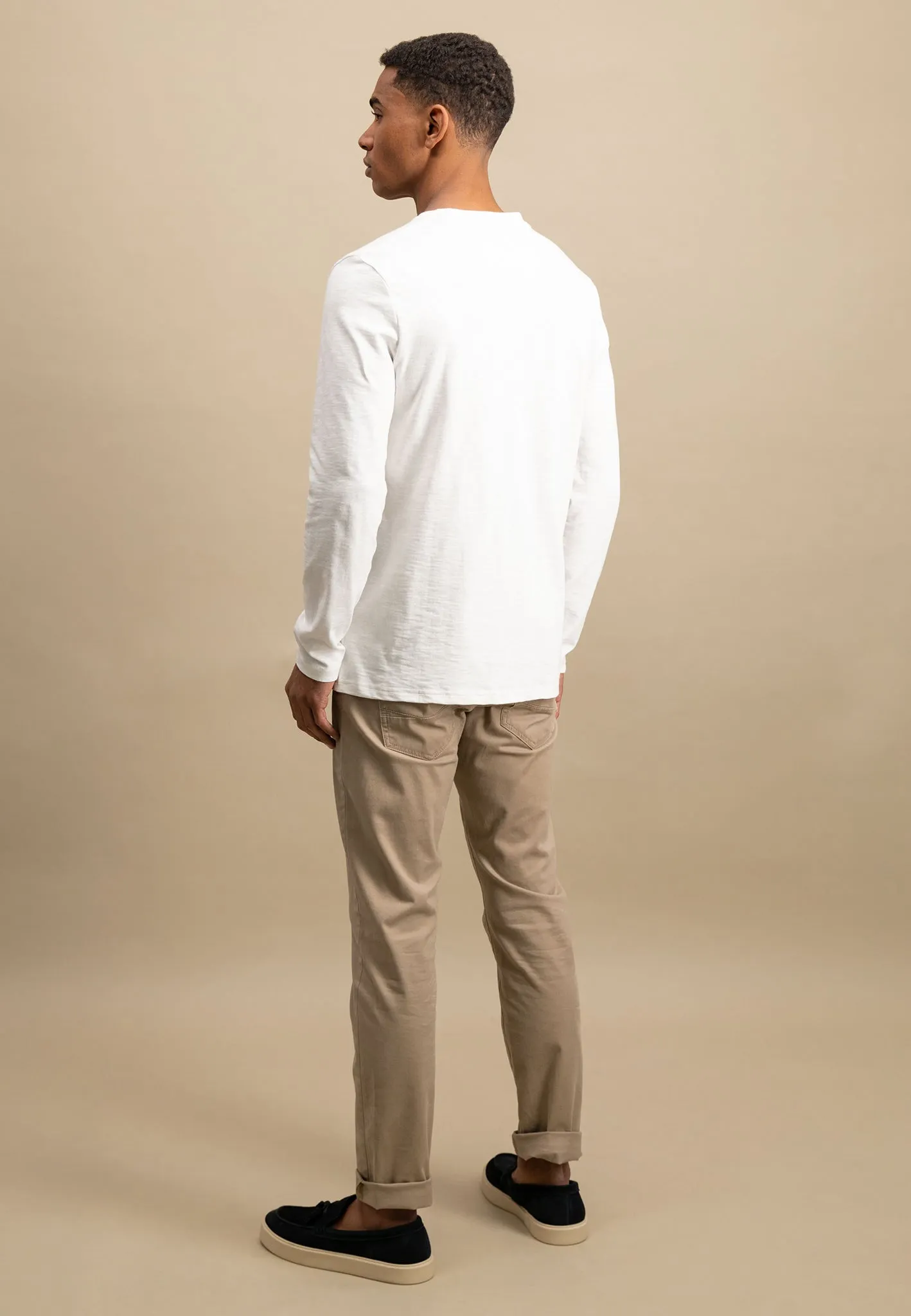 Henley Langarmshirt aus Baumwolle