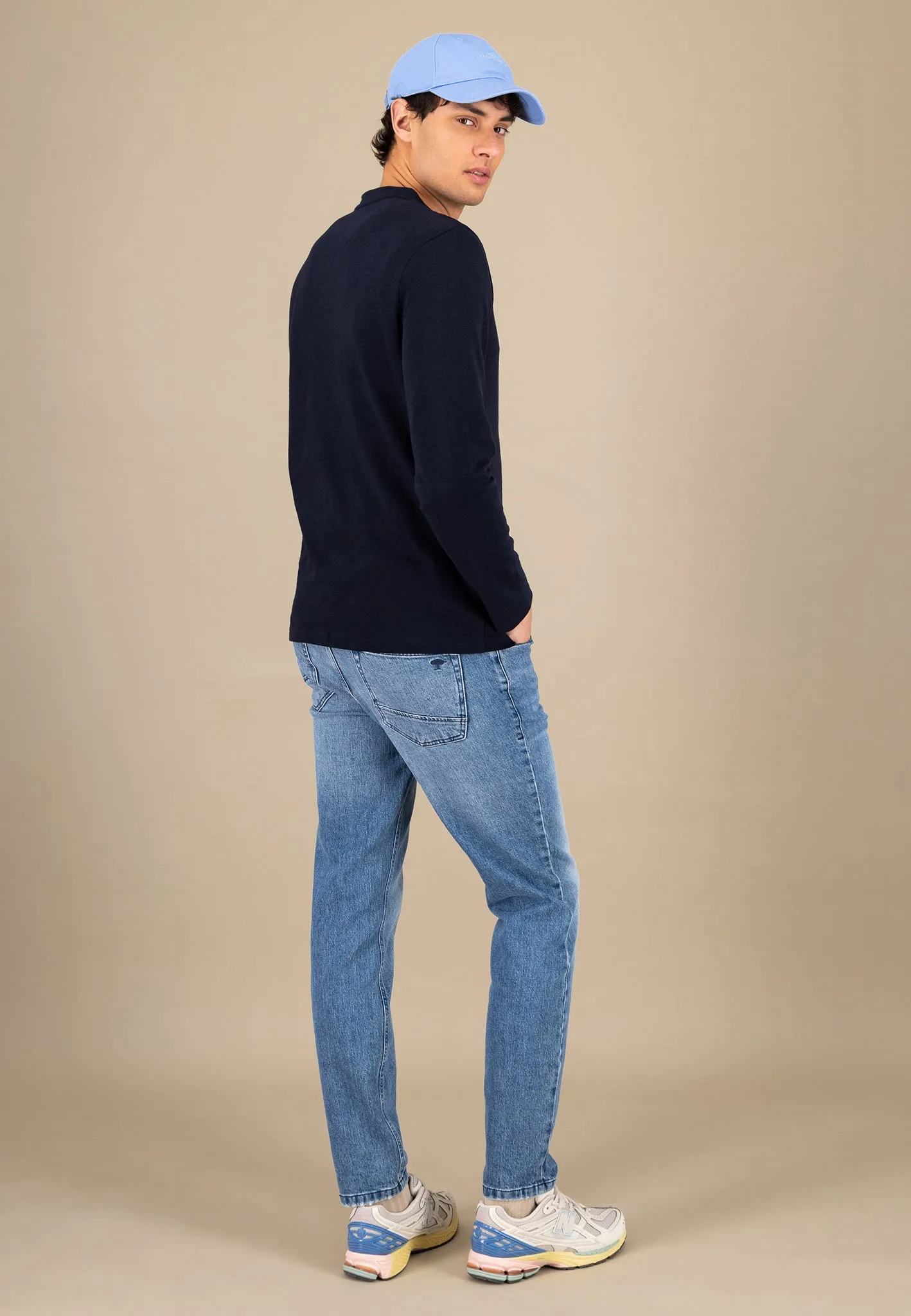 Henley Langarmshirt aus Baumwolle