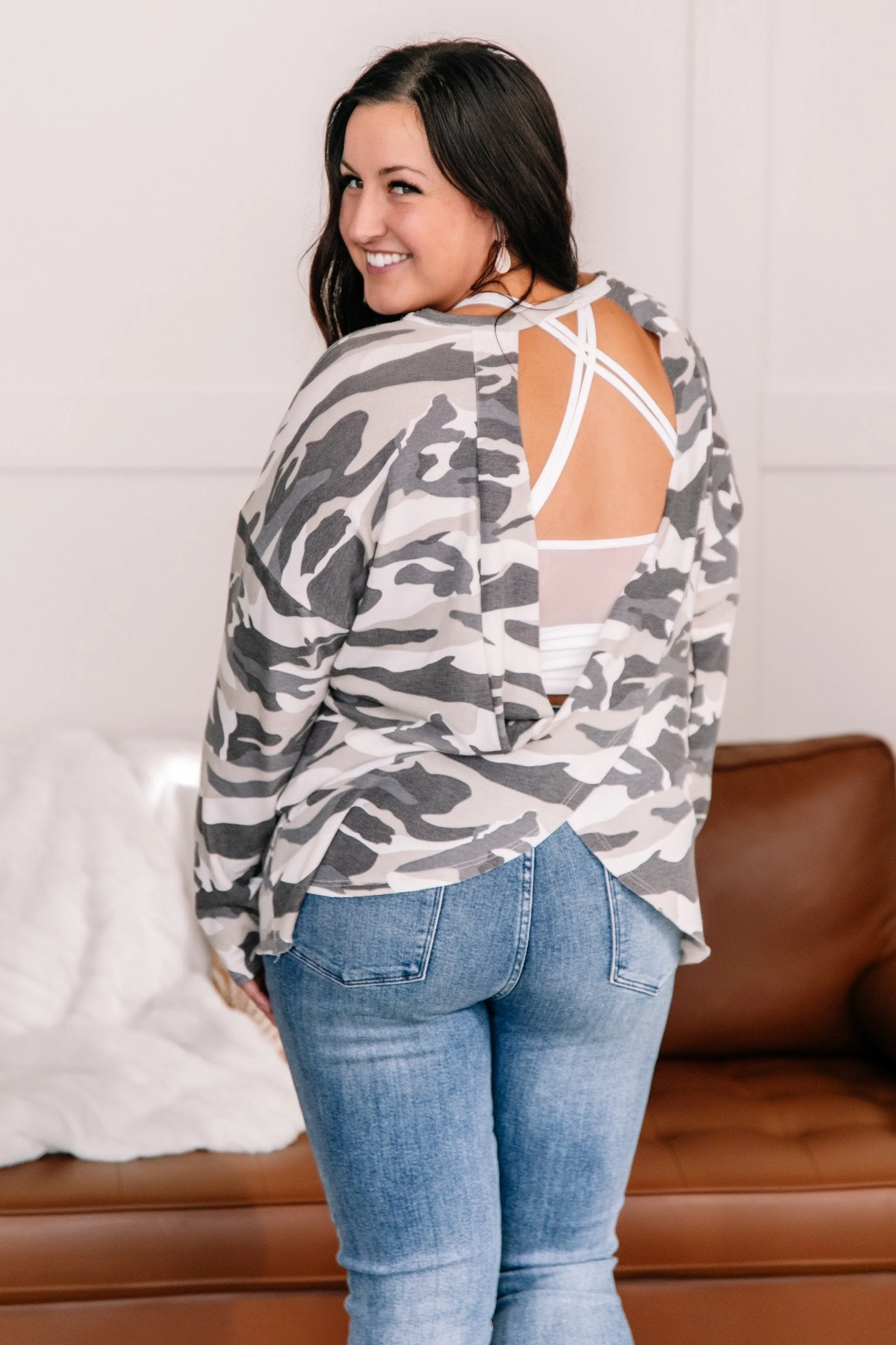 Hideaway Open Back Camo Top