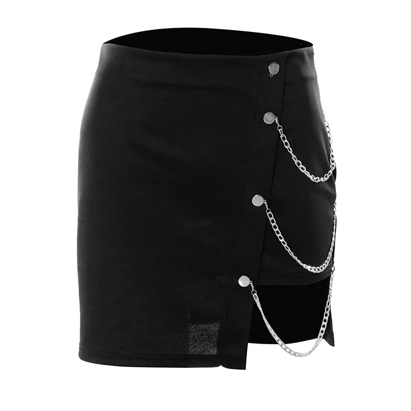 High Waist Black Asymmetrical Mini Skirt