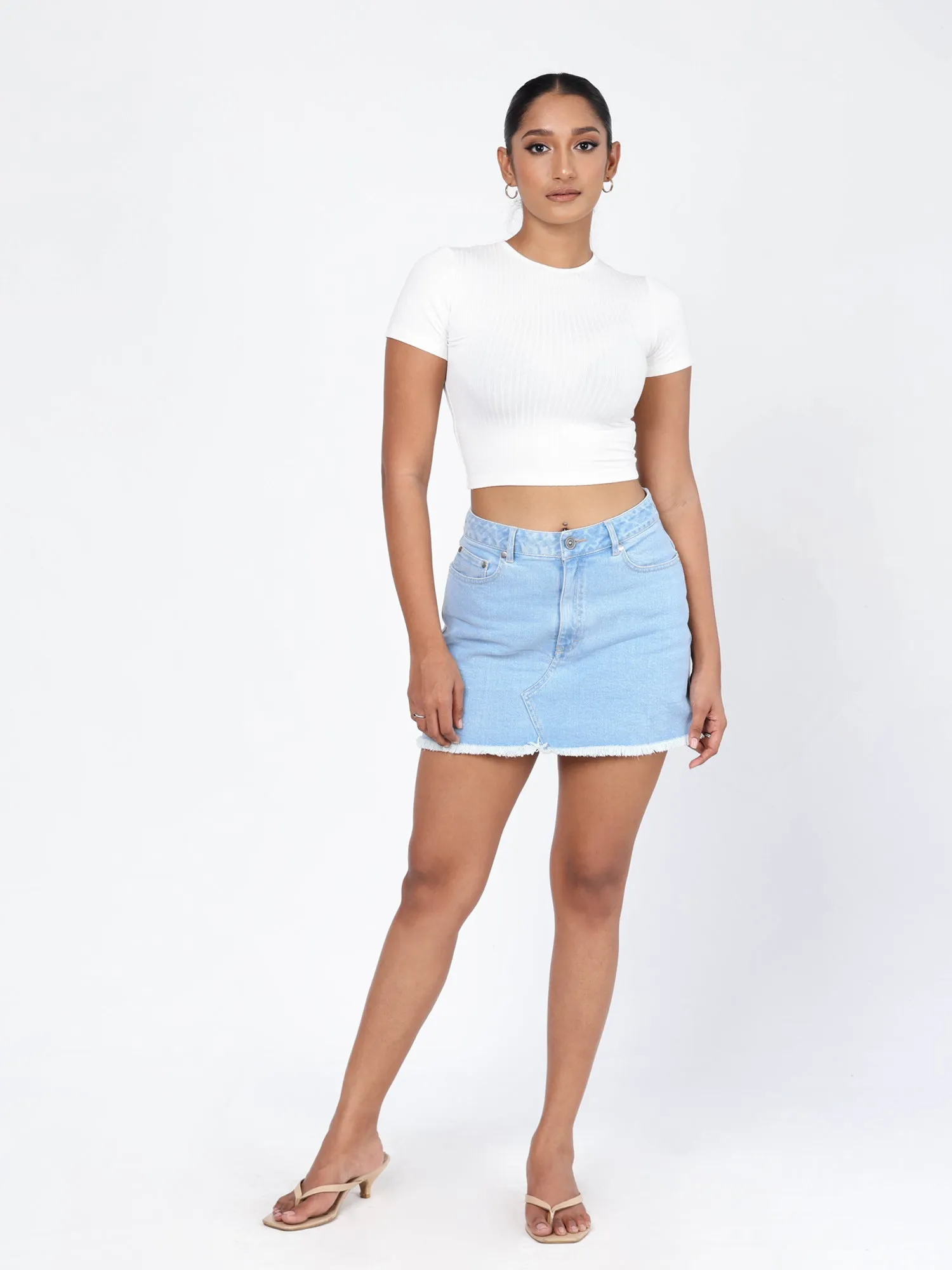 High Waist  Denim Mini  Skirt