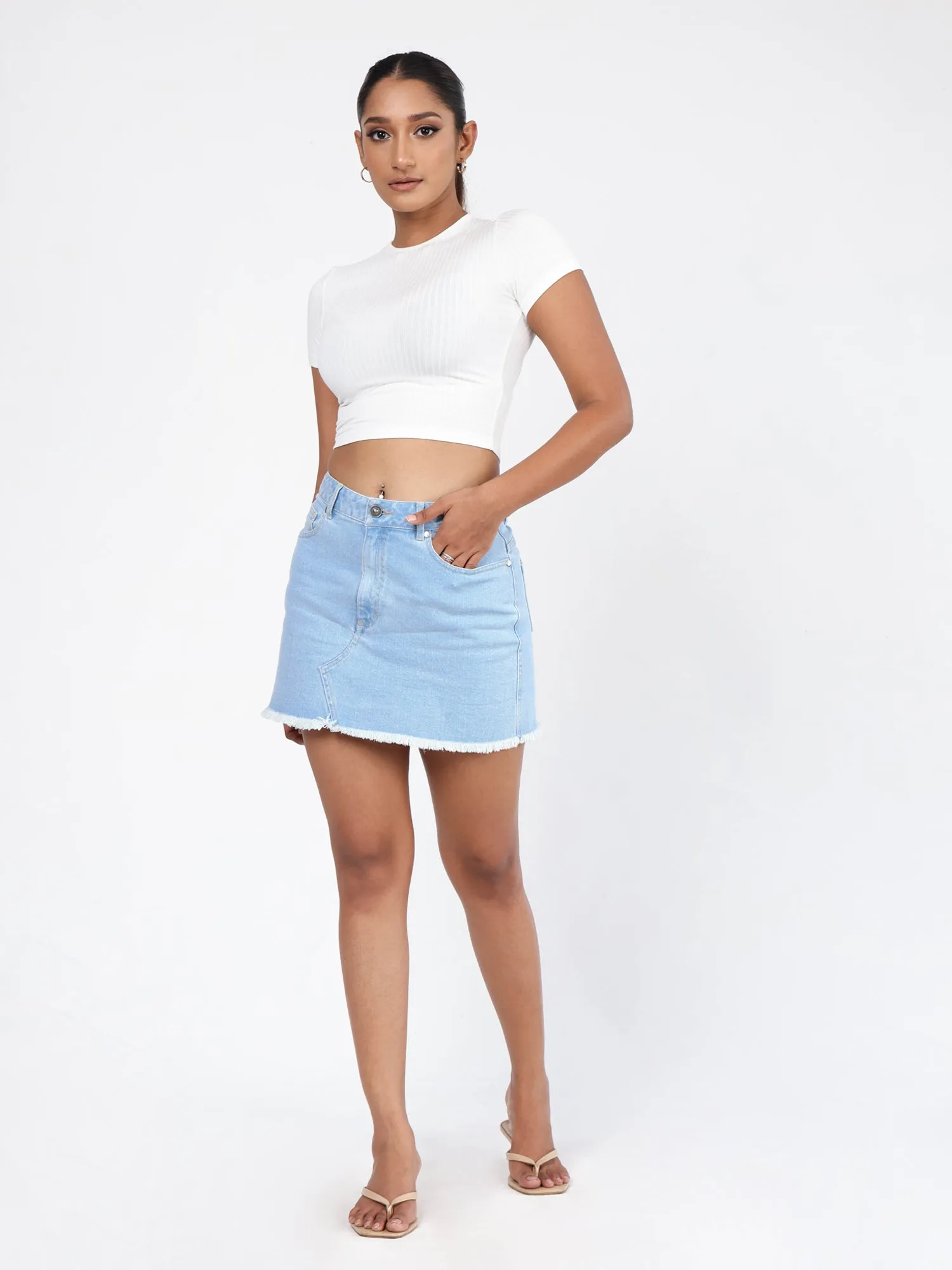 High Waist  Denim Mini  Skirt
