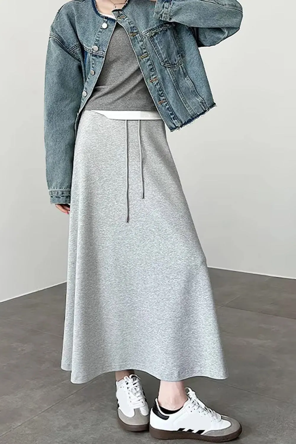 High Waist Elegant Grey Colors A-Line Skirts