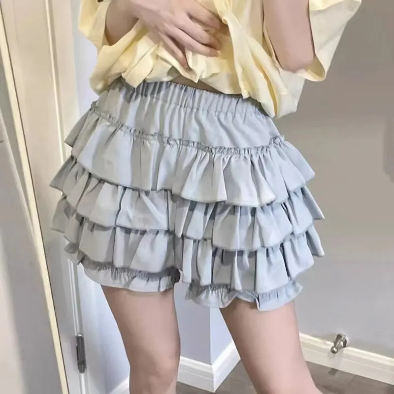 High Waist Ruffle Ball Gown Mini Skirts