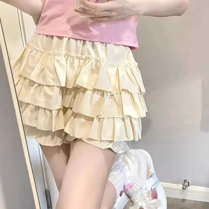 High Waist Ruffle Ball Gown Mini Skirts