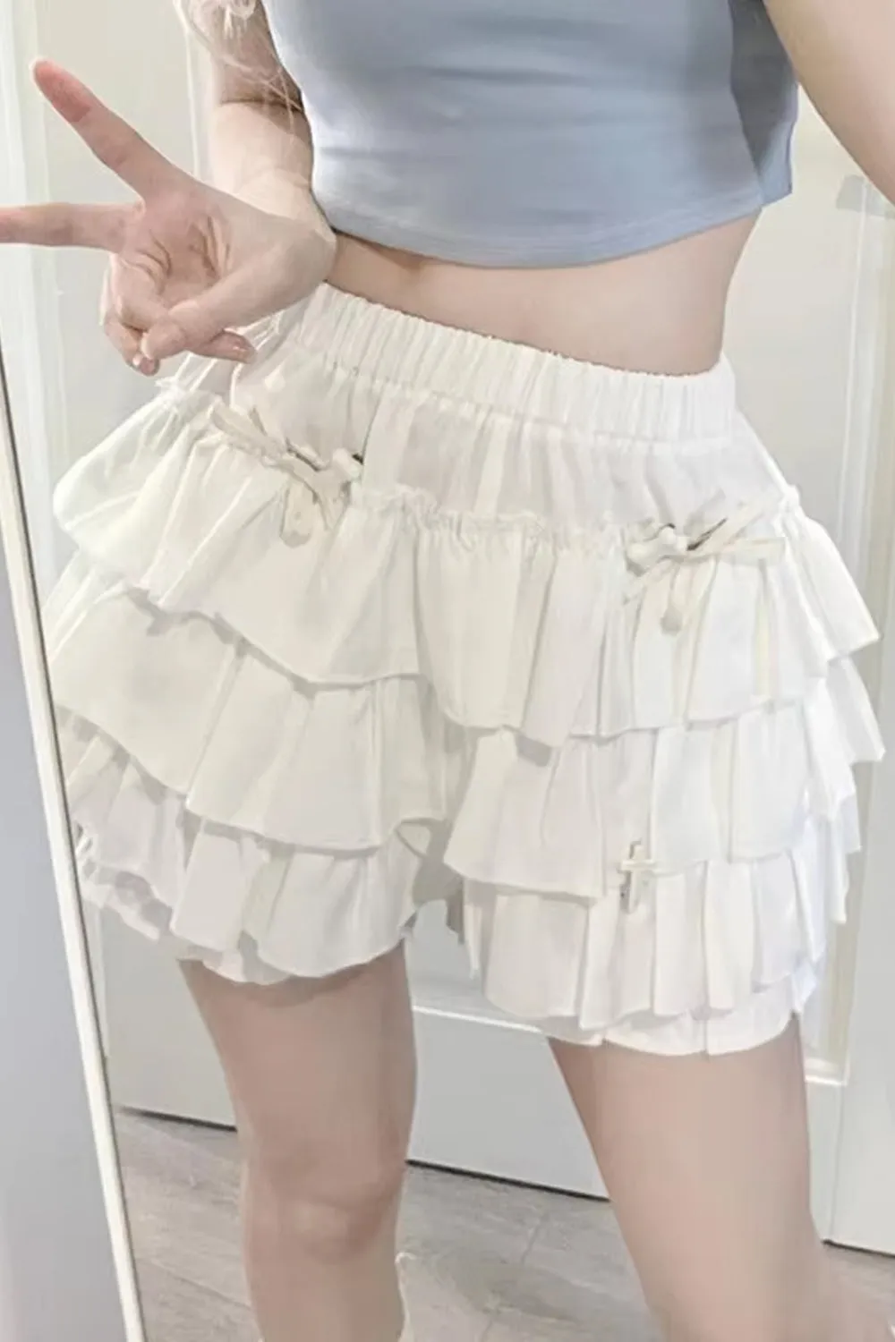 High Waist Ruffle Ball Gown Mini Skirts