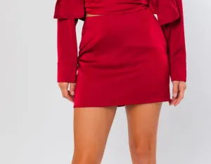 High Waist Satin Mini Skirt