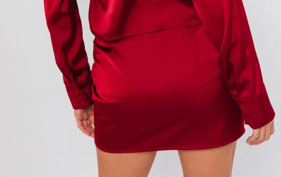 High Waist Satin Mini Skirt