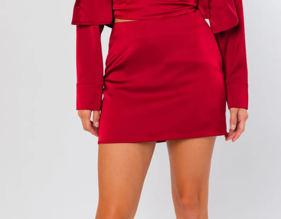 High Waist Satin Mini Skirt
