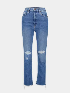 High-Waisted Rider Ankle Fray Jeans