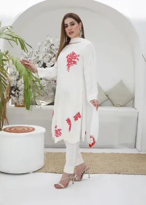 HK169 Ruhayli - Readymade White Linen Suit