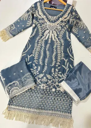 HK239 Banami - Grey Readymade Chiffon Suit