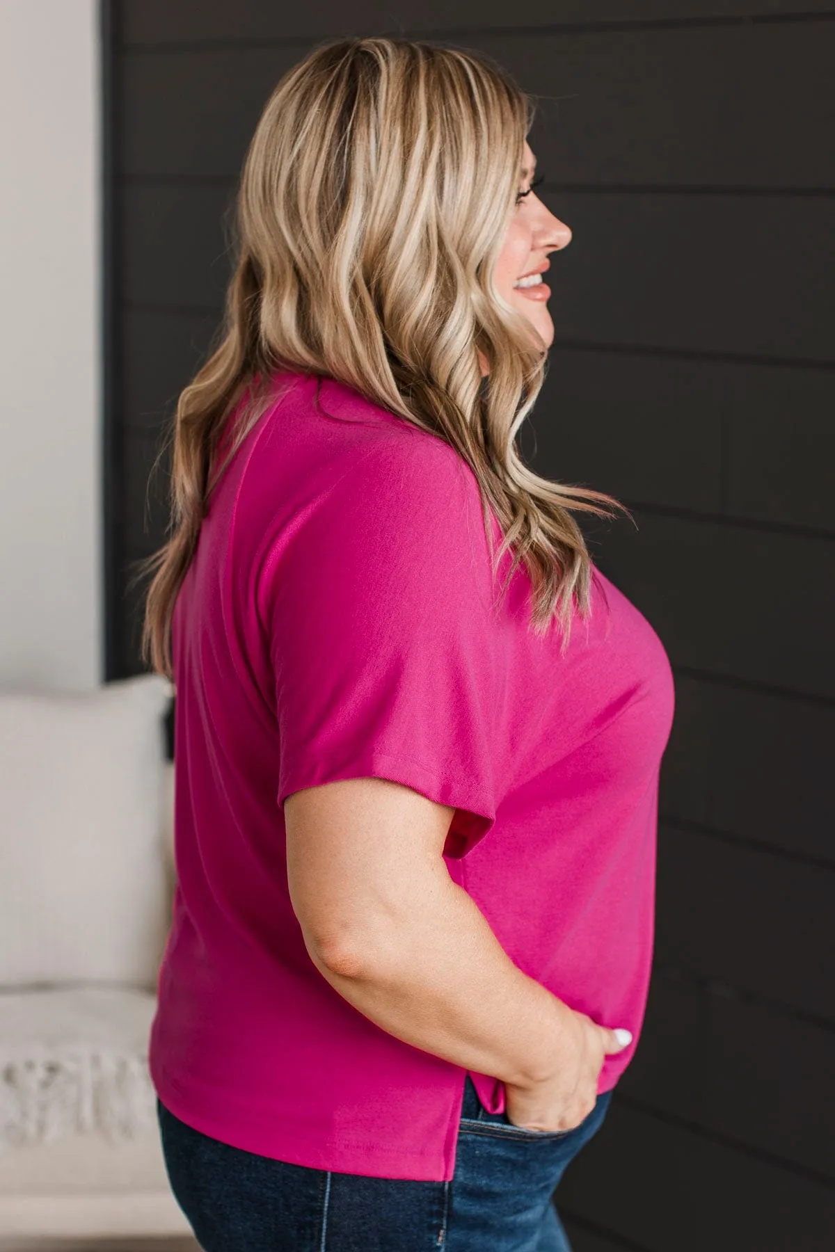 In Plain View Knit Top- Hot Pink