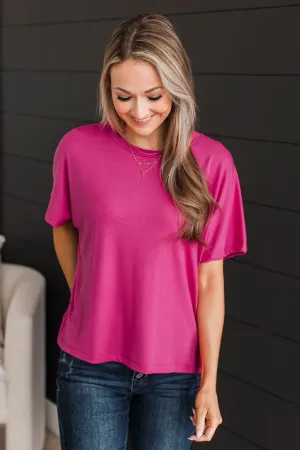 In Plain View Knit Top- Hot Pink