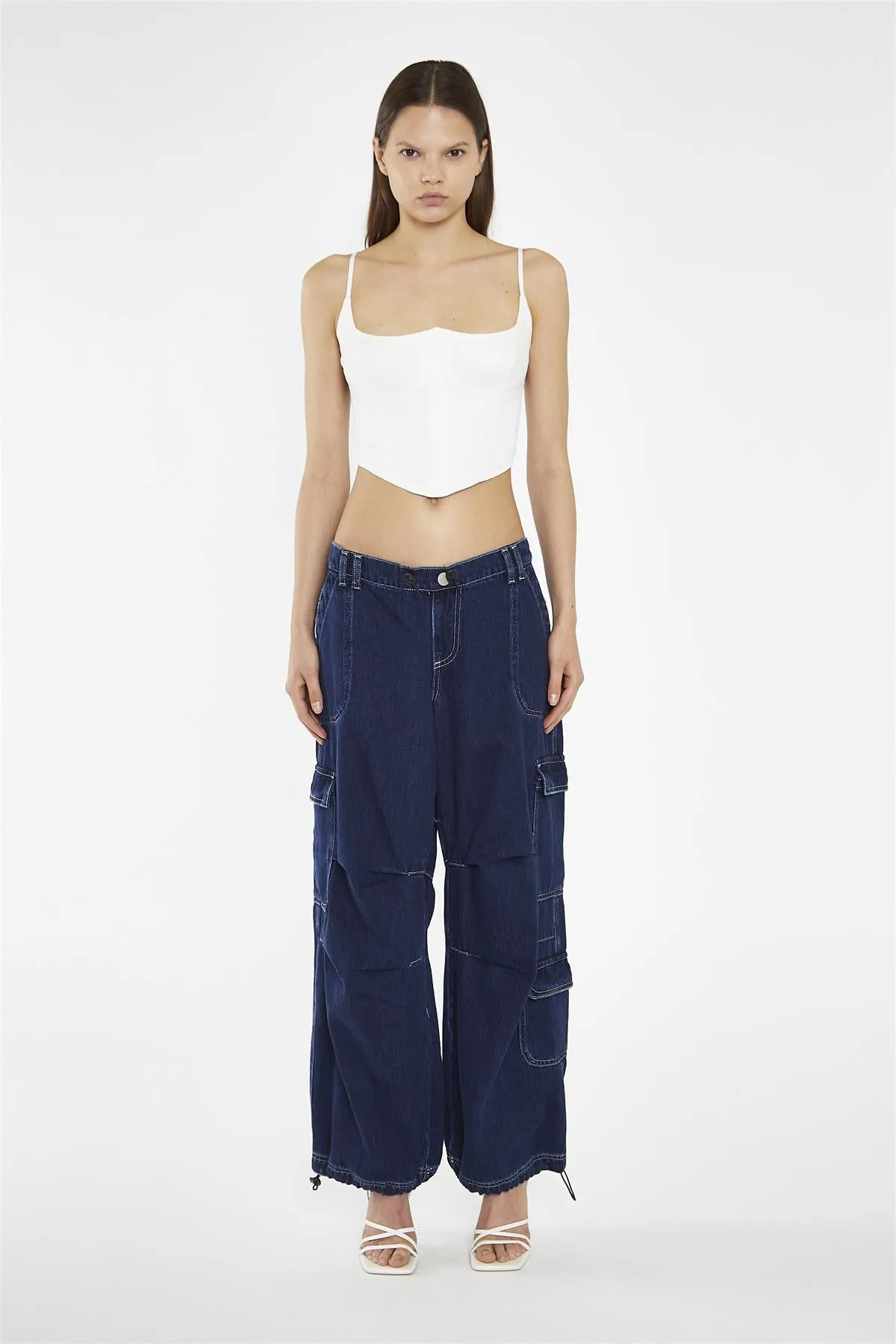 Indigo Stonewash Cargo Jeans