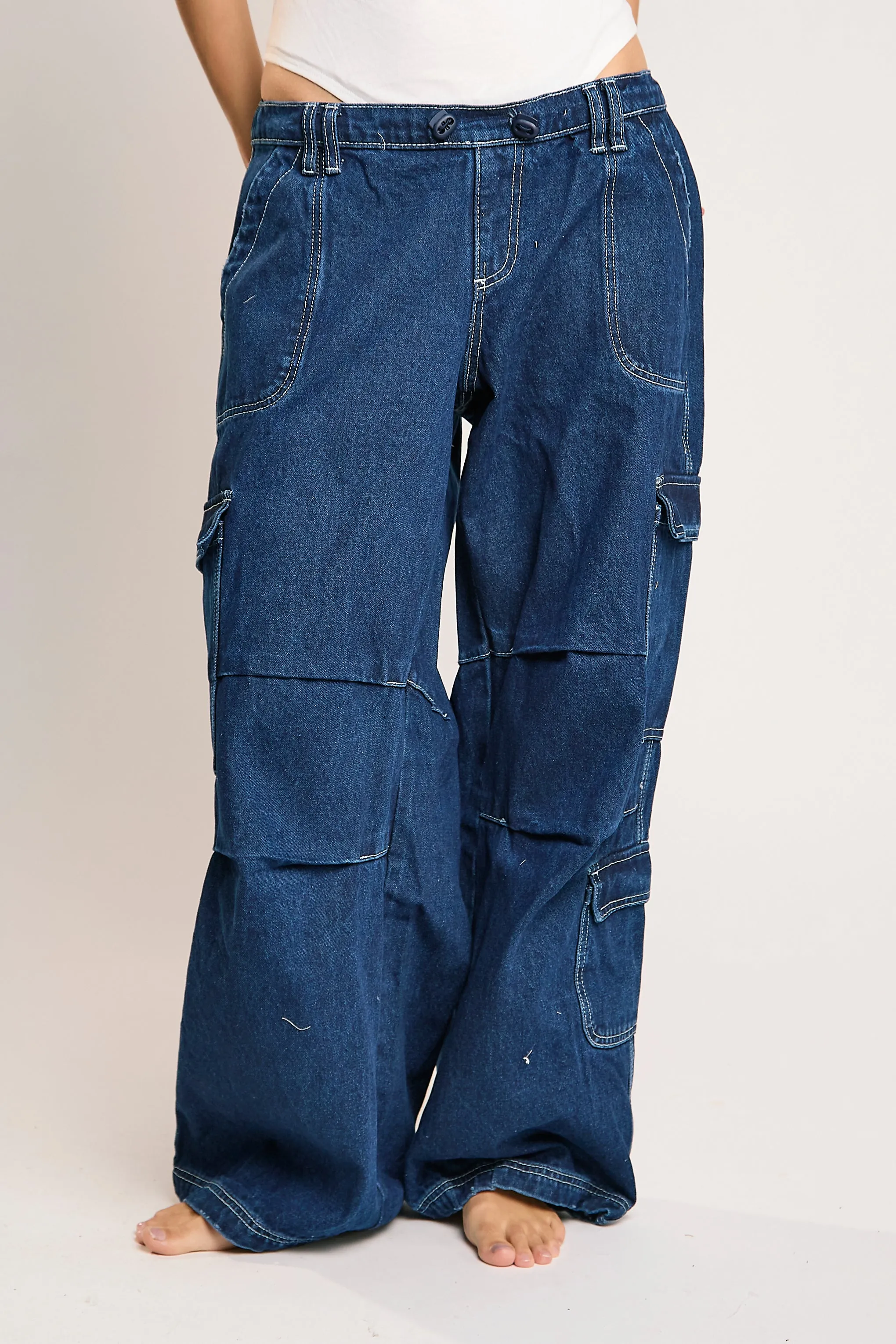 Indigo Stonewash Cargo Jeans